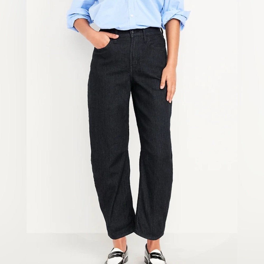 High-Waisted Wow Barrel Ankle Jeans BNWT